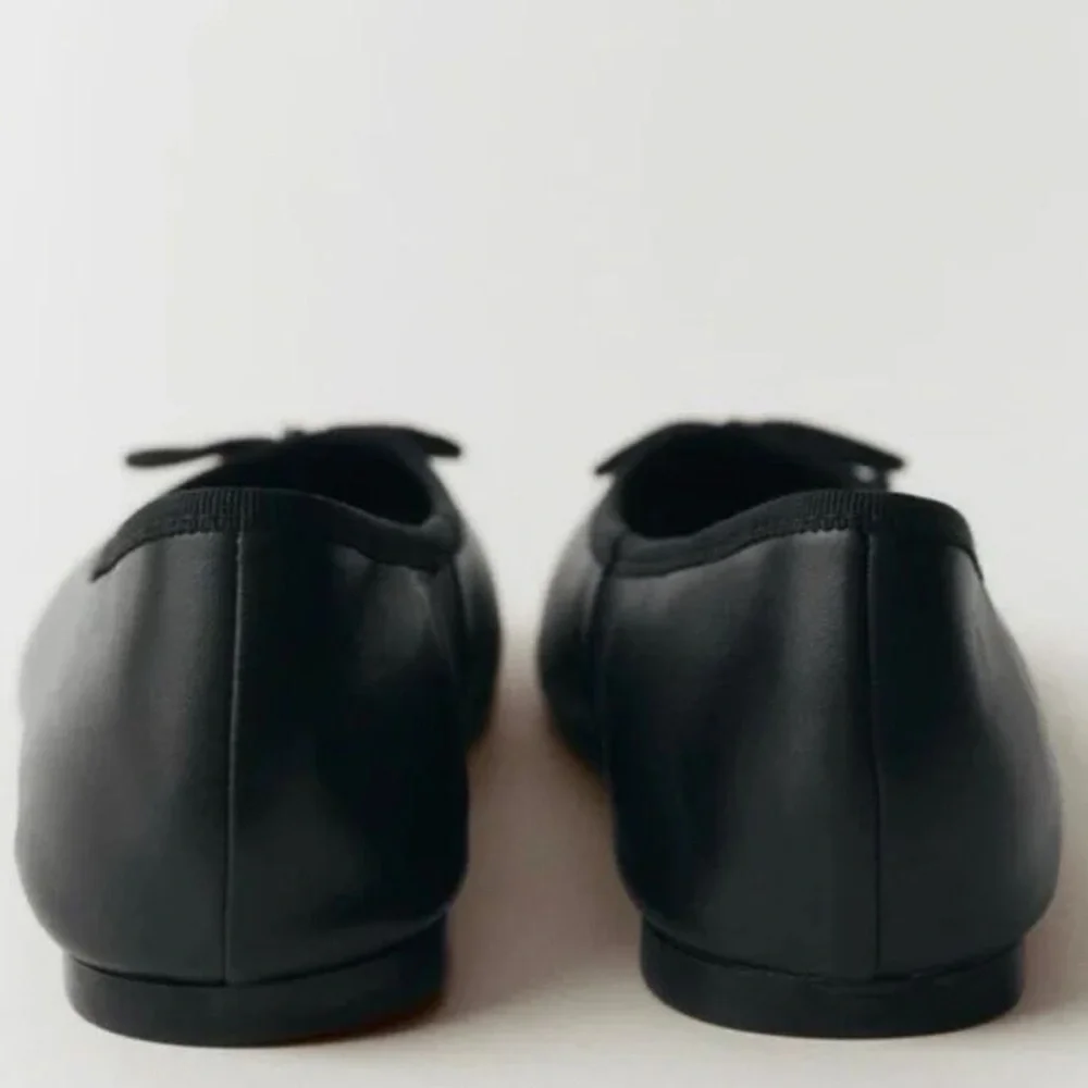 MNG Mango black leather ballet bow flats; NWT; size Euro 38 US 7.5 - Picture 4 of 9